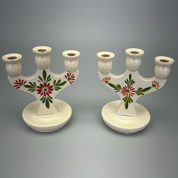 Handpainted Swedish Candleholders - Picture 1 of 8